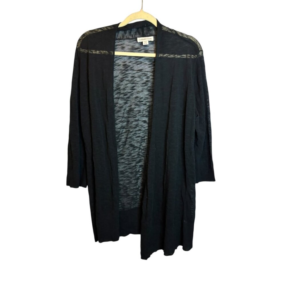 Coldwater‎ Creek Sweater Women's XL Open Front Lightweight Sheer Black